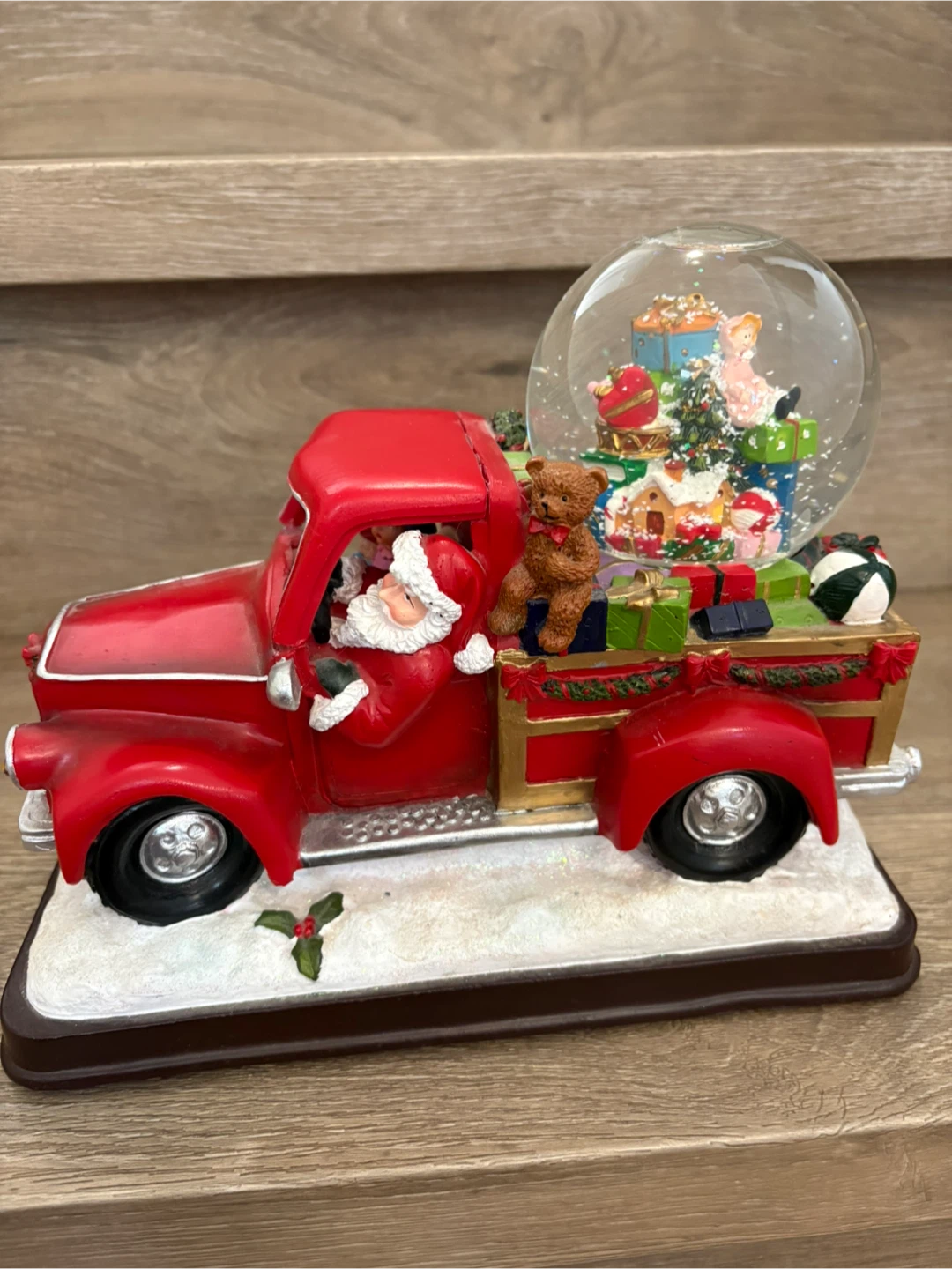 Red Vintage Truck Snow Globe