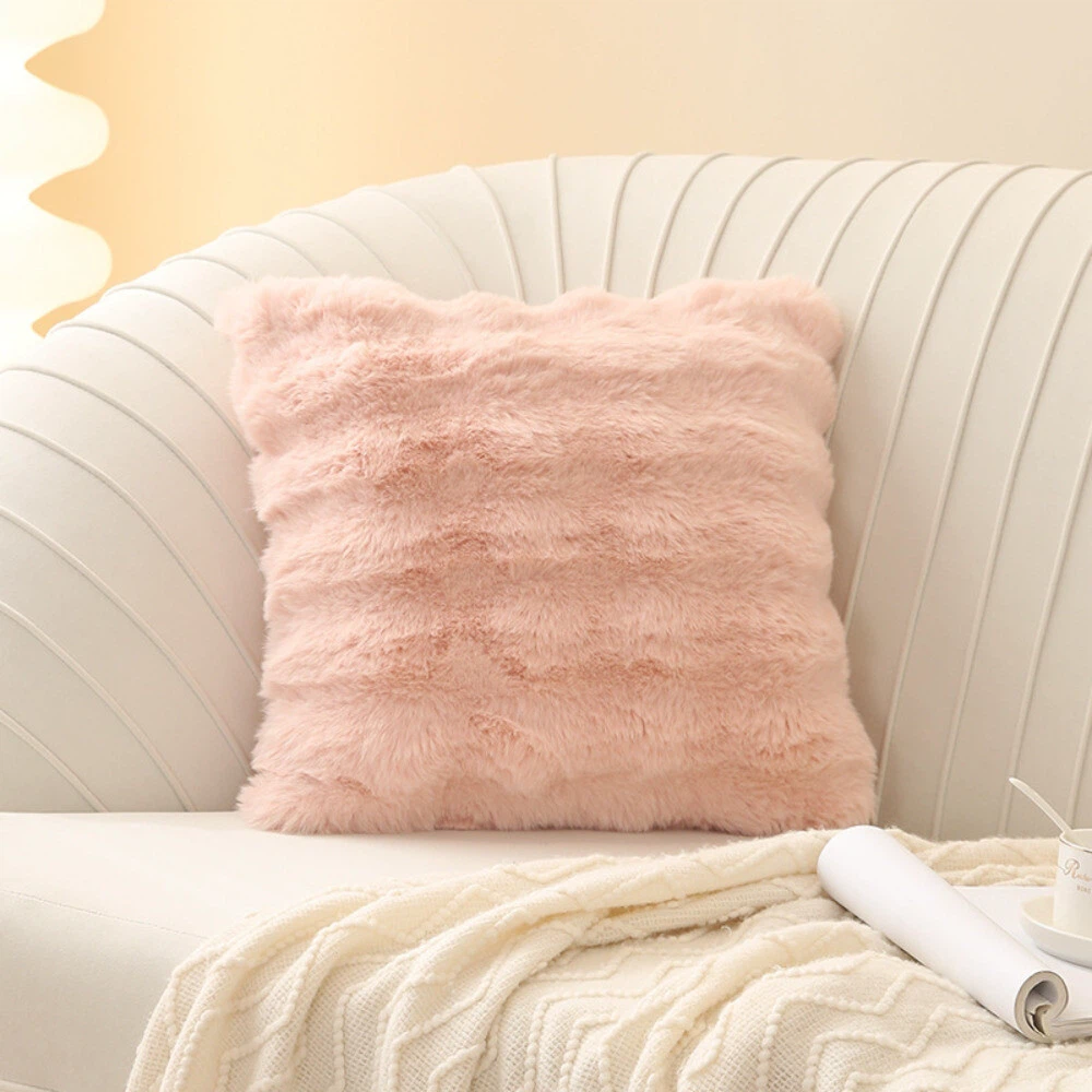 Pink Faux Fur Throw Pillow
