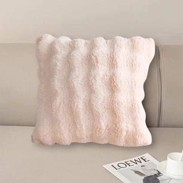 Pink Faux Fur Throw Pillow - photo 2