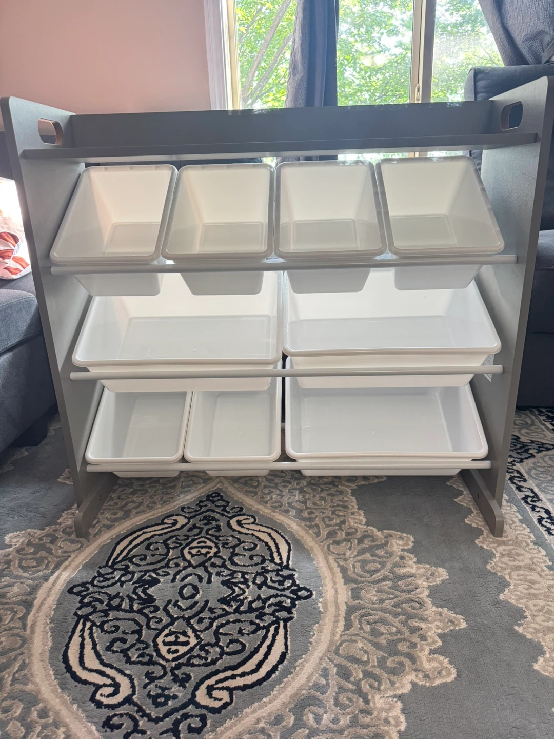 Humble Crew Toy Organizer with 9 Bins Grey/White