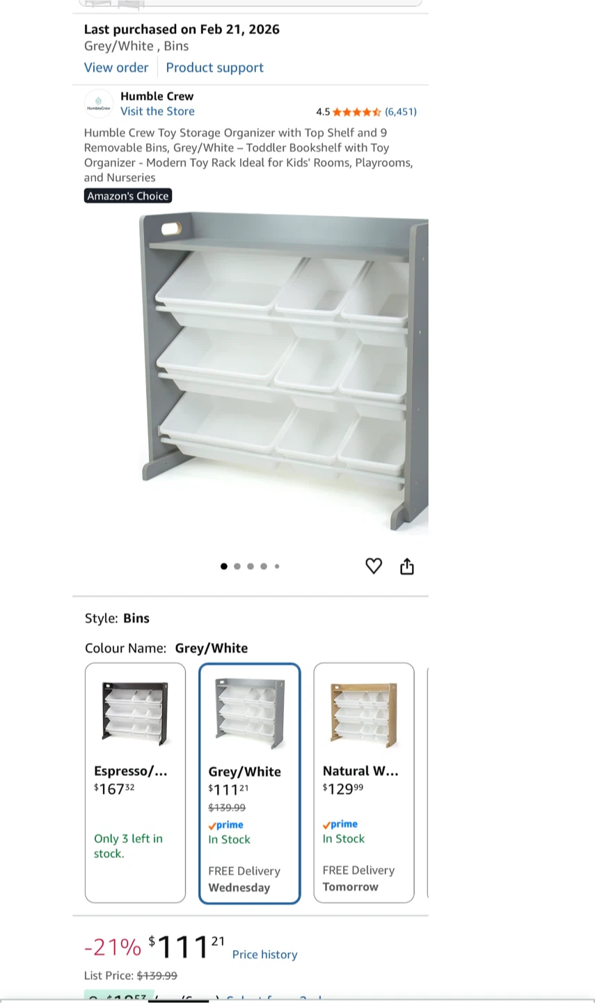 Humble Crew Toy Organizer with 9 Bins Grey/White - photo 5