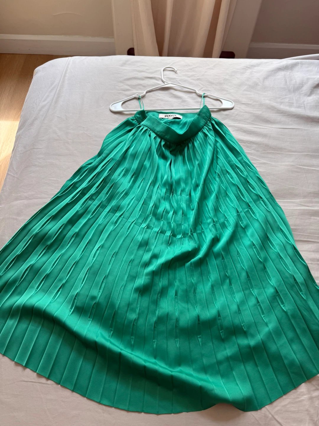 Frankie's Bikinis Green Pleated Maxi Skirt