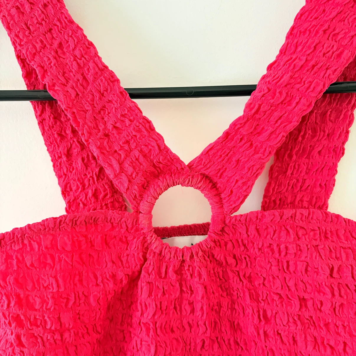 Mango Smocked Ring Hot Pink Crop Top Size XS - photo 2