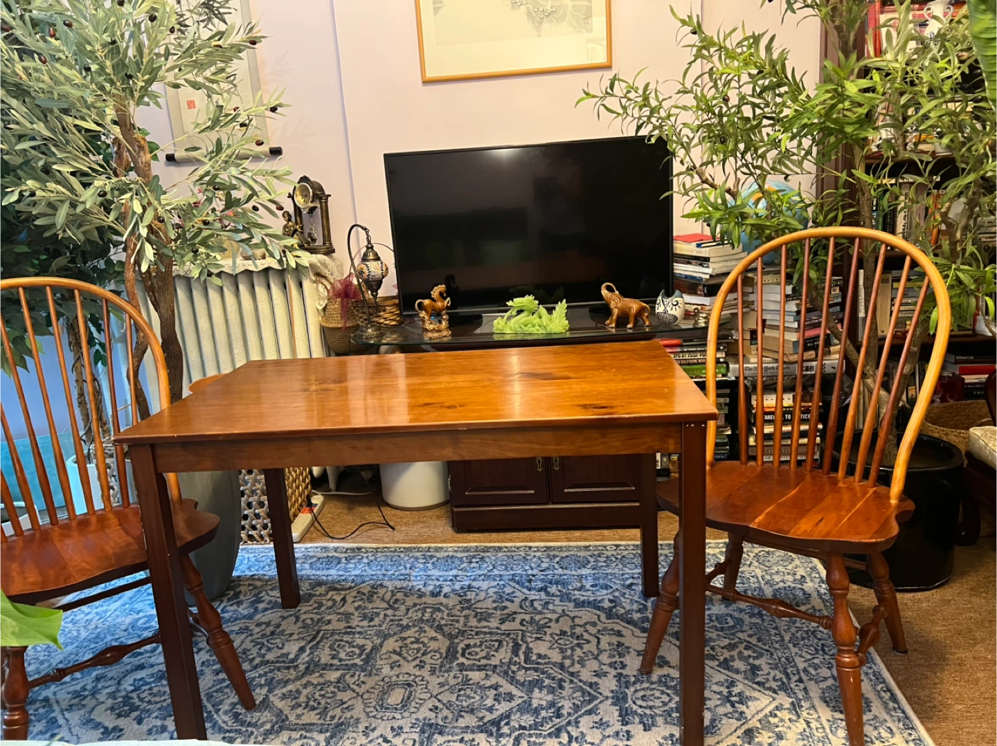 Two National Cherry Wooden  Chairs comes with dining table