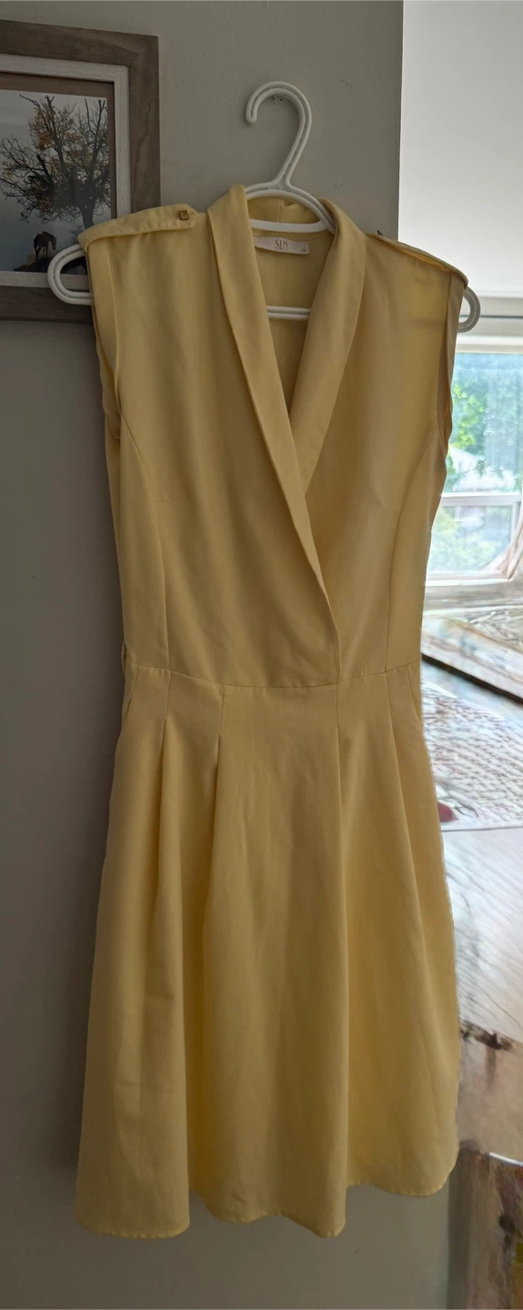 Yellow Sleeveless Wrap Dress
