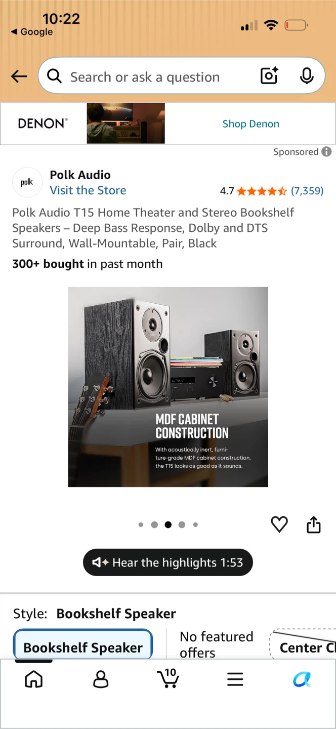 Polk Audio T15 Bookshelf Speakers (Pair, Black) - photo 4
