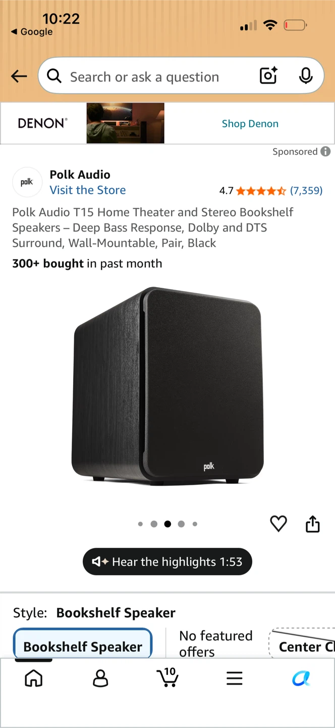 Polk Audio T15 Bookshelf Speakers (Pair, Black) - photo 5