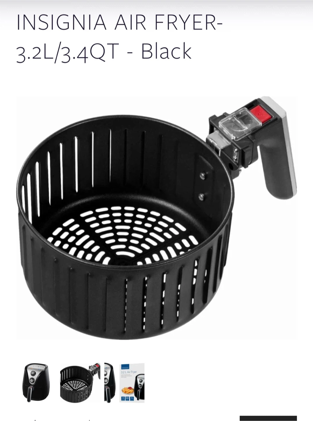 Insignia Air Fryer - 3.2L/3.4QT - Black - photo 2