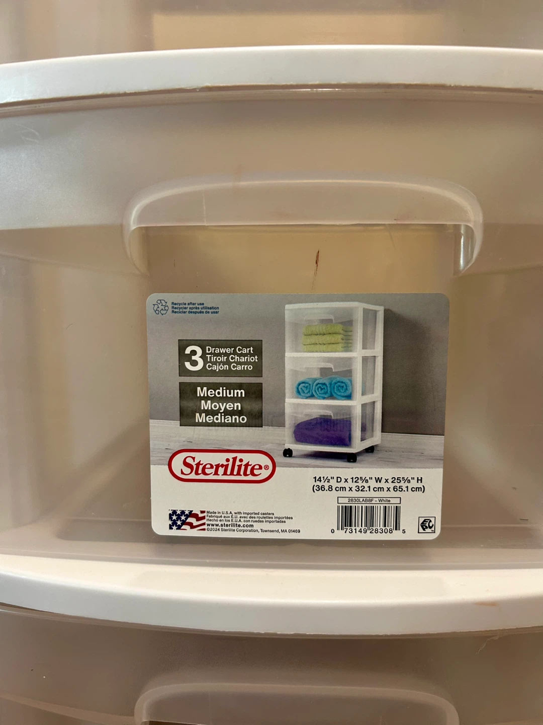 Sterilite 3-Drawer Medium cart - missing wheels - photo 2