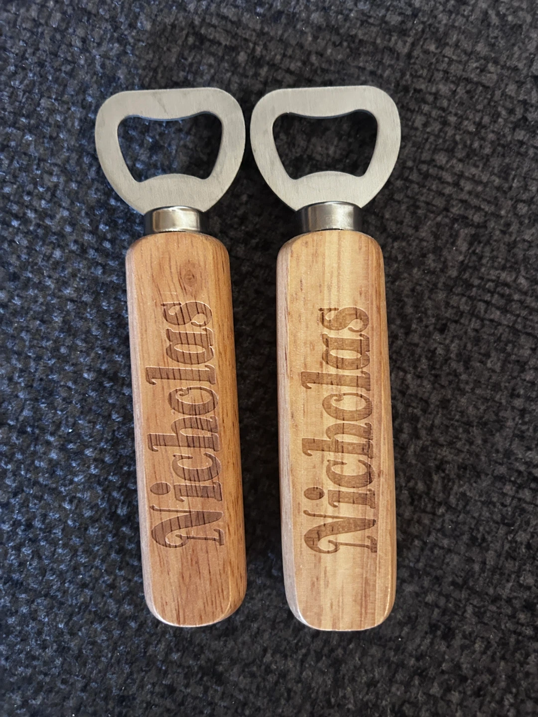Set of 2 Wooden Handle Bottle Openers - Personalized