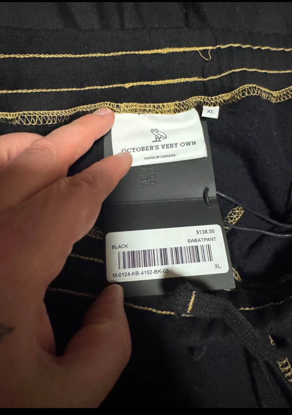 OVO October's Very Own Black Sweatpants XL