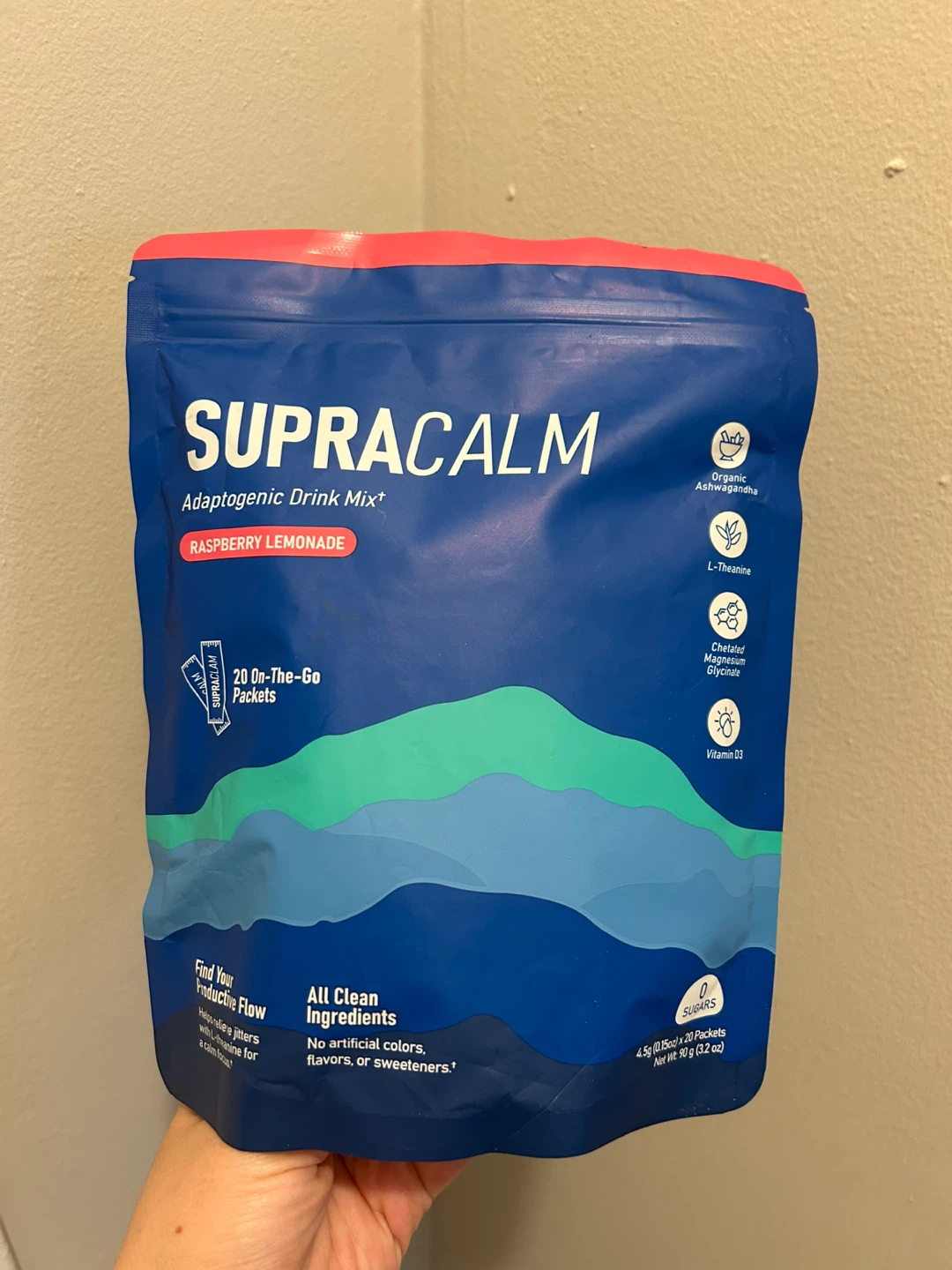SUPRACALM Raspberry Lemonade Adaptogenic Drink Mix - 20 Packets