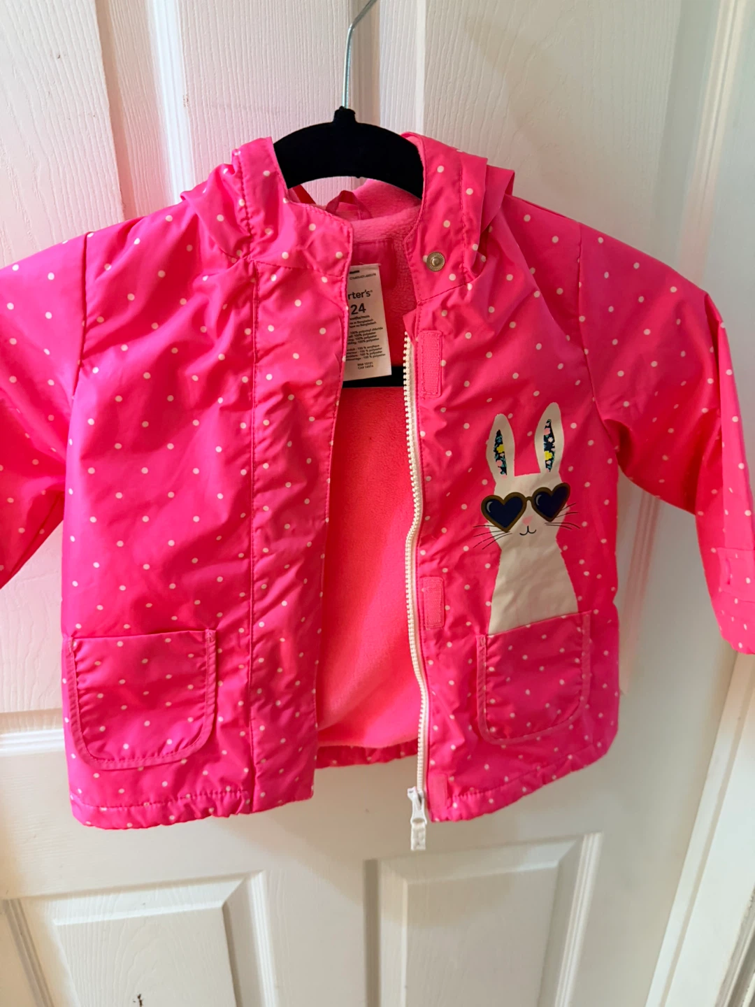 Carter's Pink Polka Dot Bunny Rain Jacket