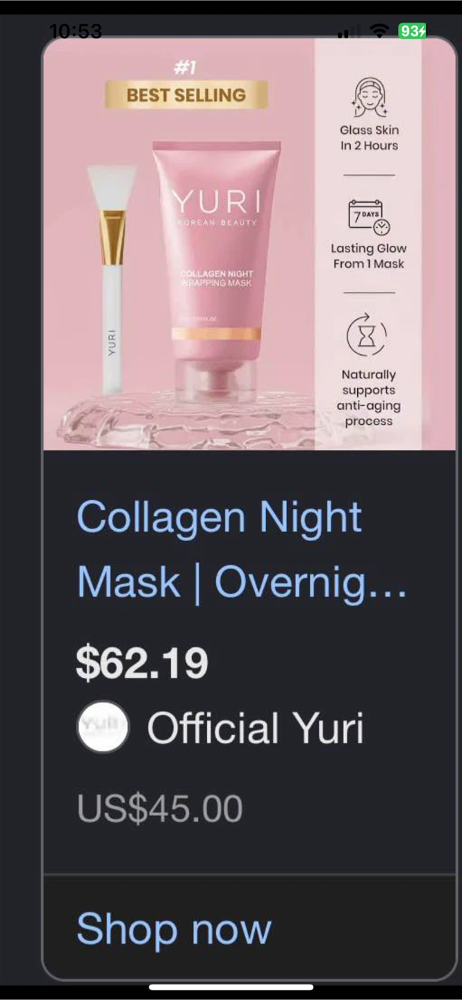 Yuri Korean Beauty Collagen Night Wrapping Mask 75ml