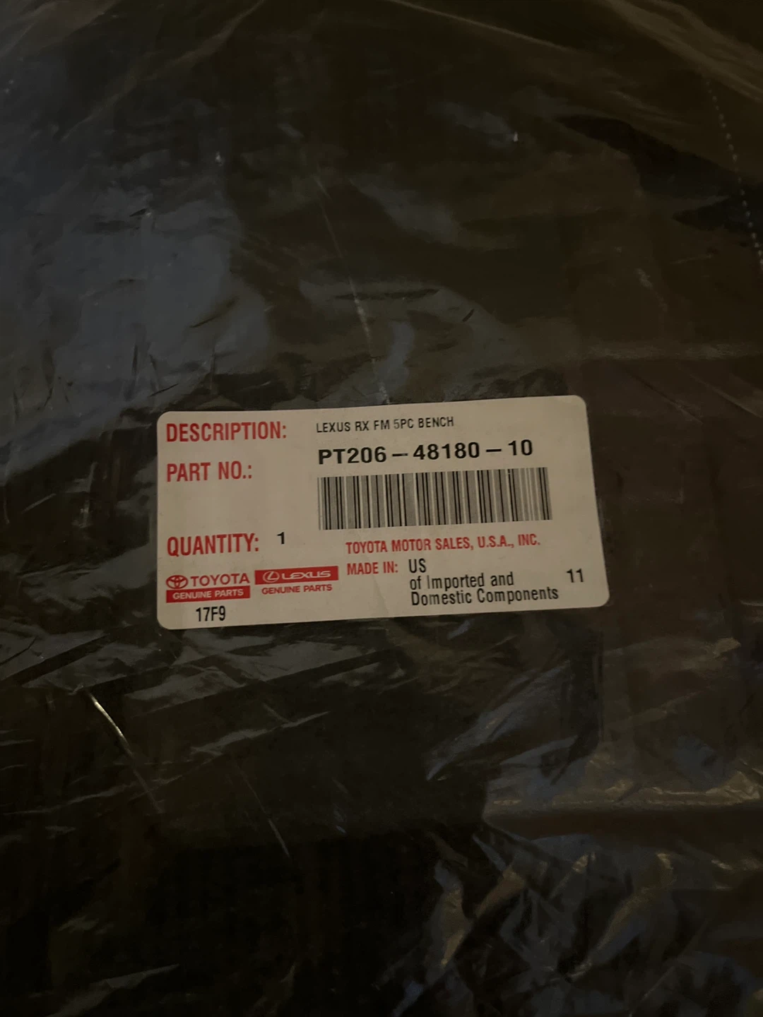 Lexus RX 5pc Bench Floor Mats PT206-48180-10 - photo 2