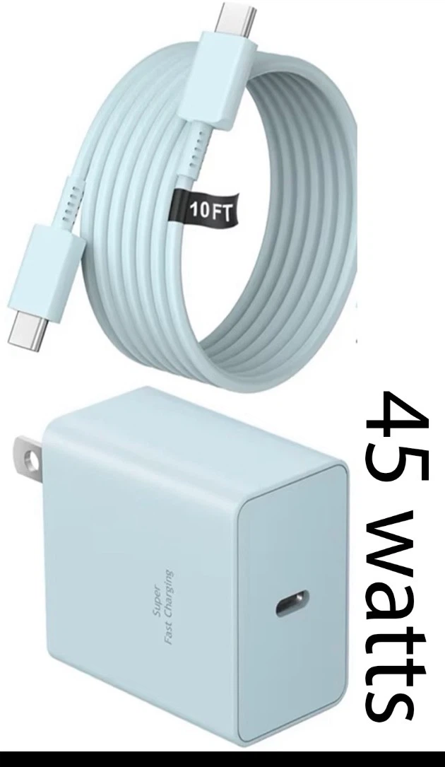 45W Fast Charging USB-C Wall Charger and 10ft Cable