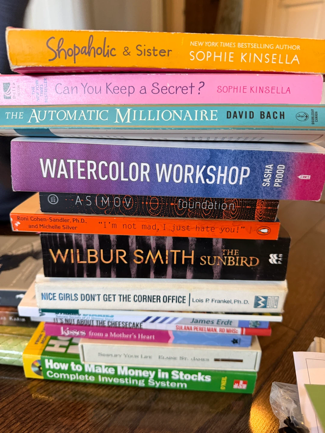 Stack of Books: Sophie Kinsella, David Bach, Wilbur Smith & More