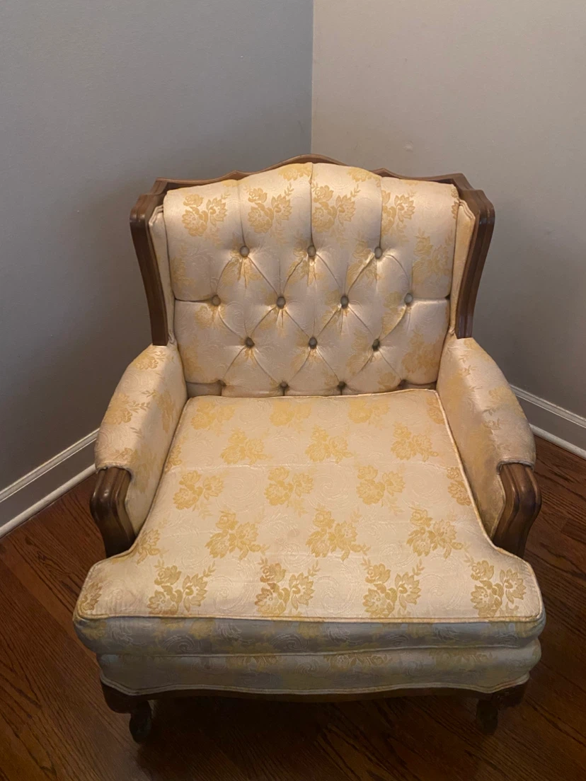 Vintage Accent Armchair with Floral Pattern