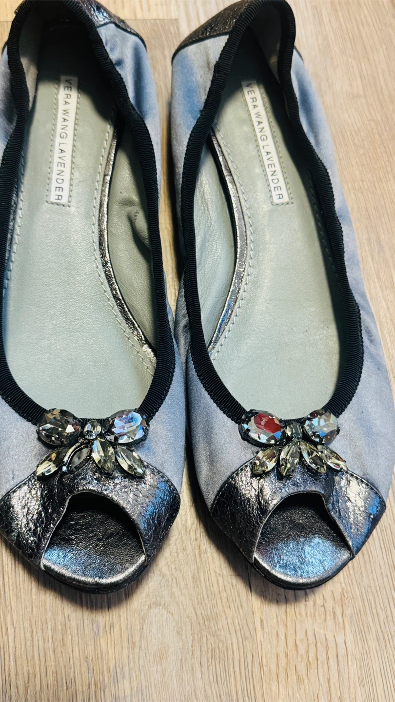 Vera Wang Lavender Peep Toe Flats