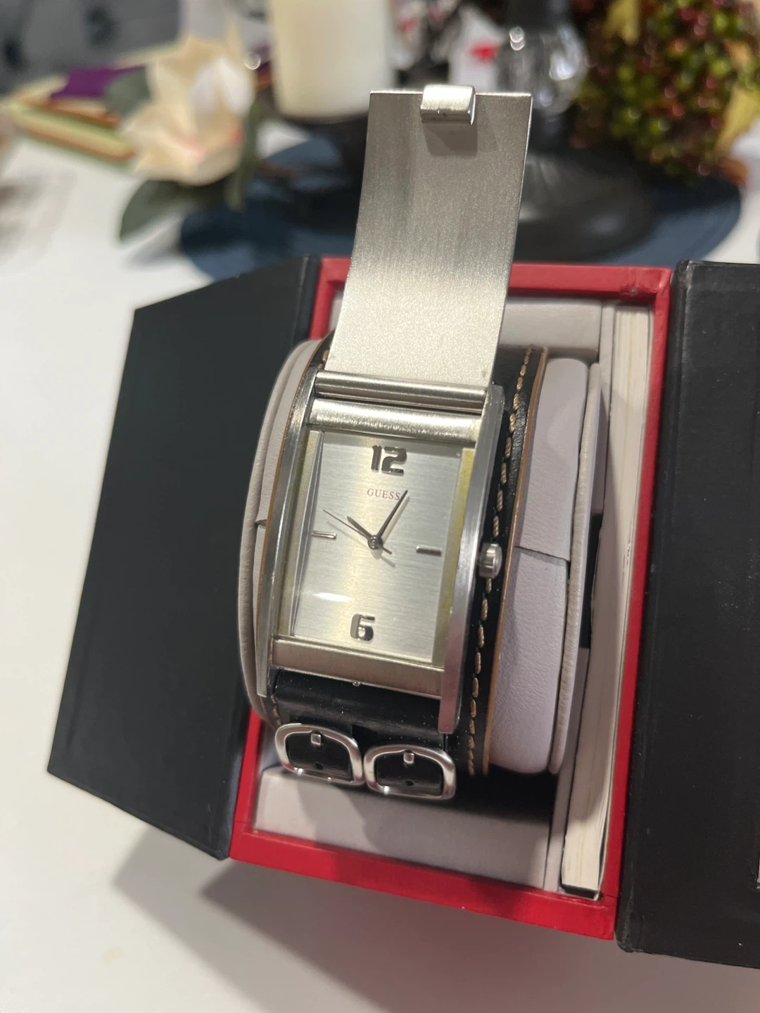 GUESS Designer Leather Cuff Watch – Original Box Included - photo 2