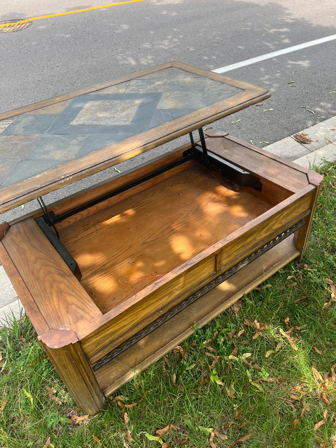 Lift-top Coffee Table with Tile Inlay - photo 2
