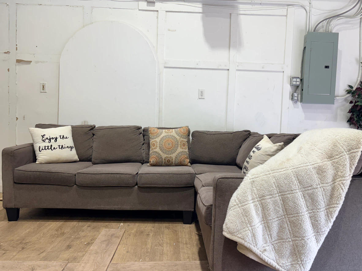 Gray L-Shaped Sectional Sofa with bed (we deliver)