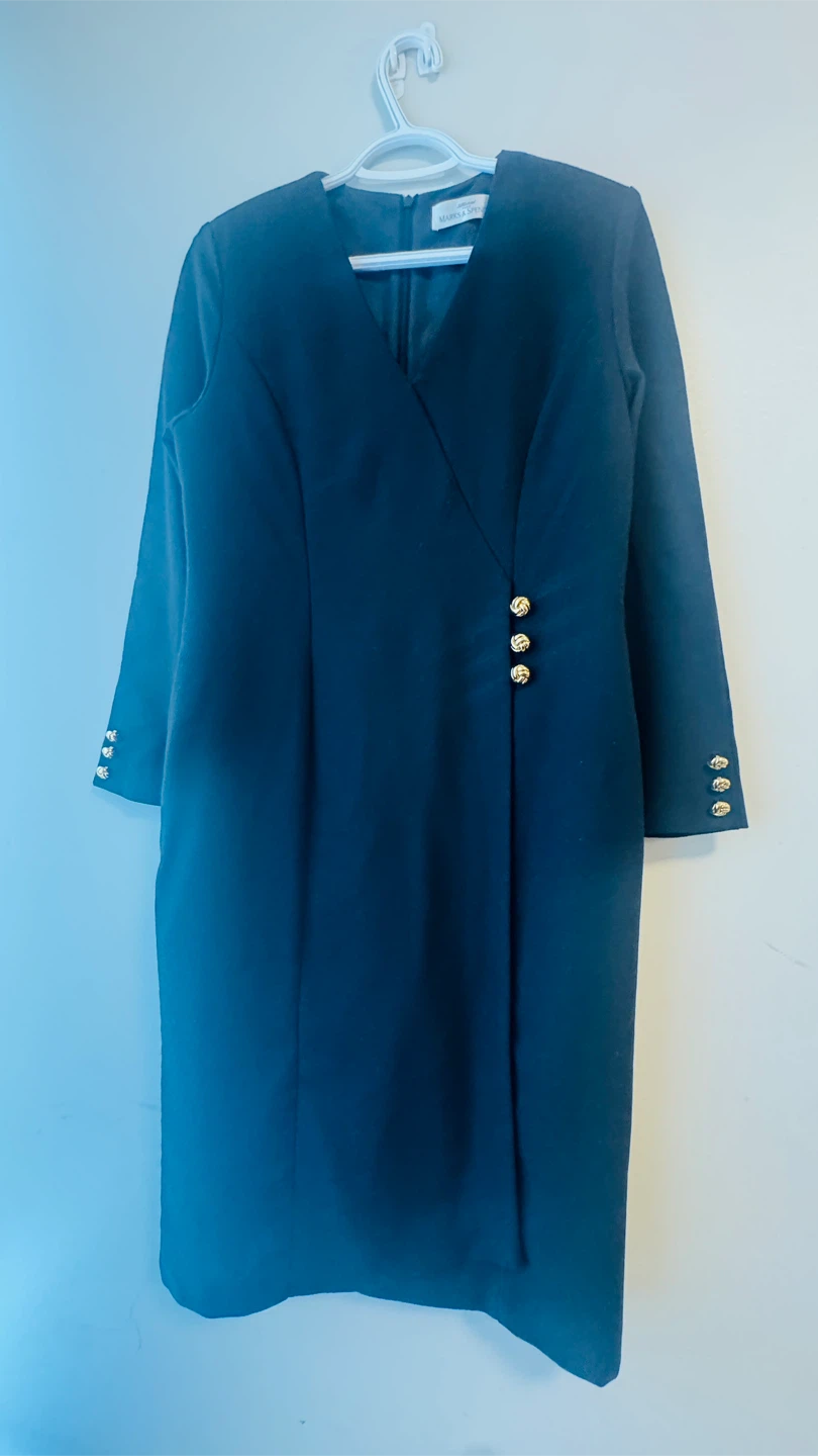 Marks & Spencer Black Wrap Dress with Gold Buttons - photo 3