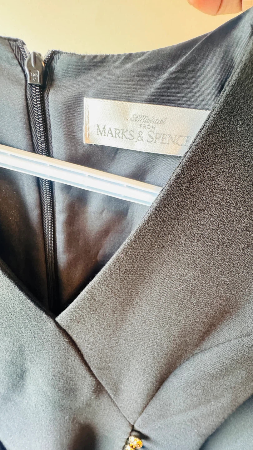 Marks & Spencer Black Wrap Dress with Gold Buttons - photo 4