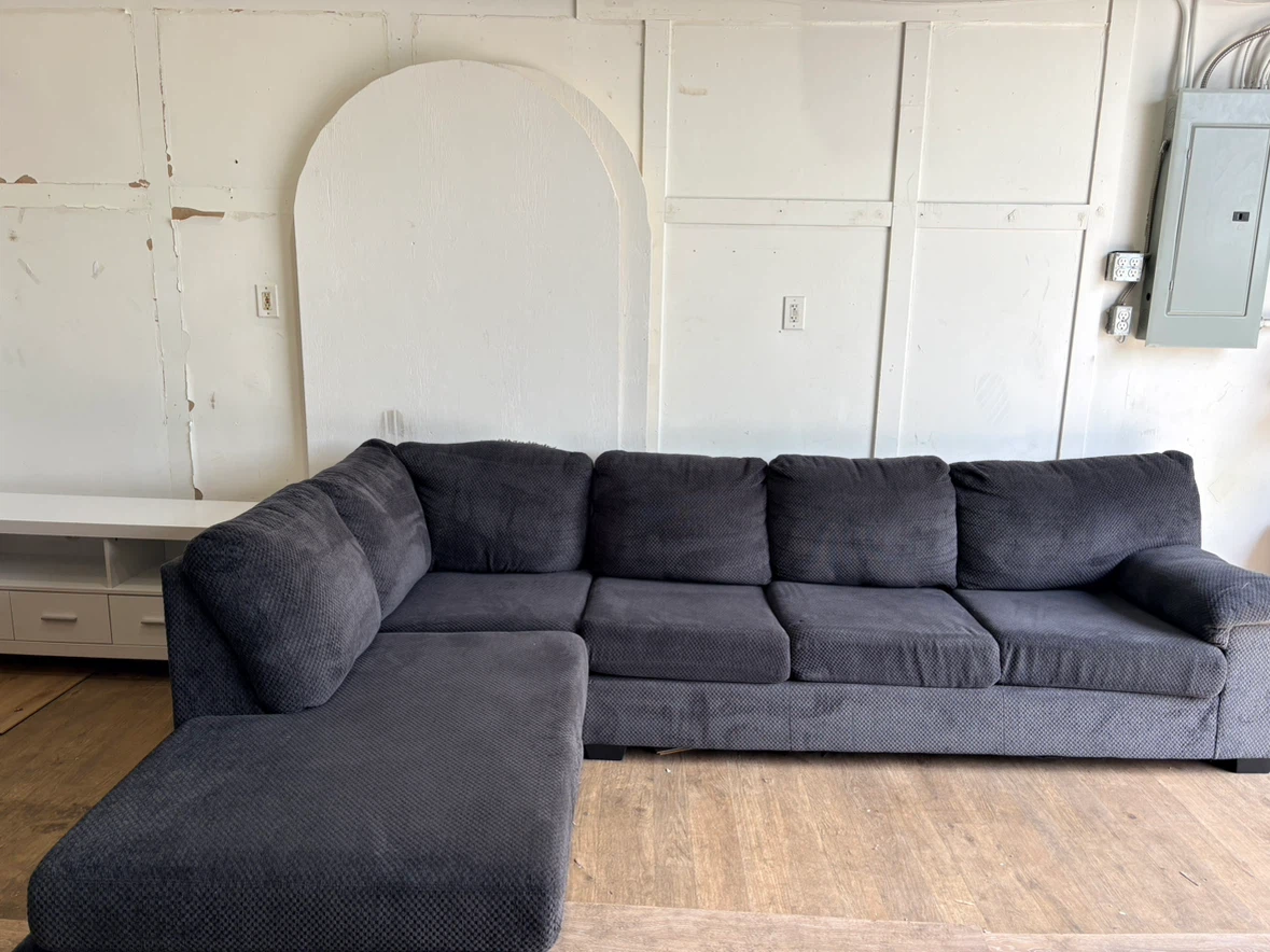 Charcoal Grey Textured Fabric Sectional Sofa (we deliver) - photo 2