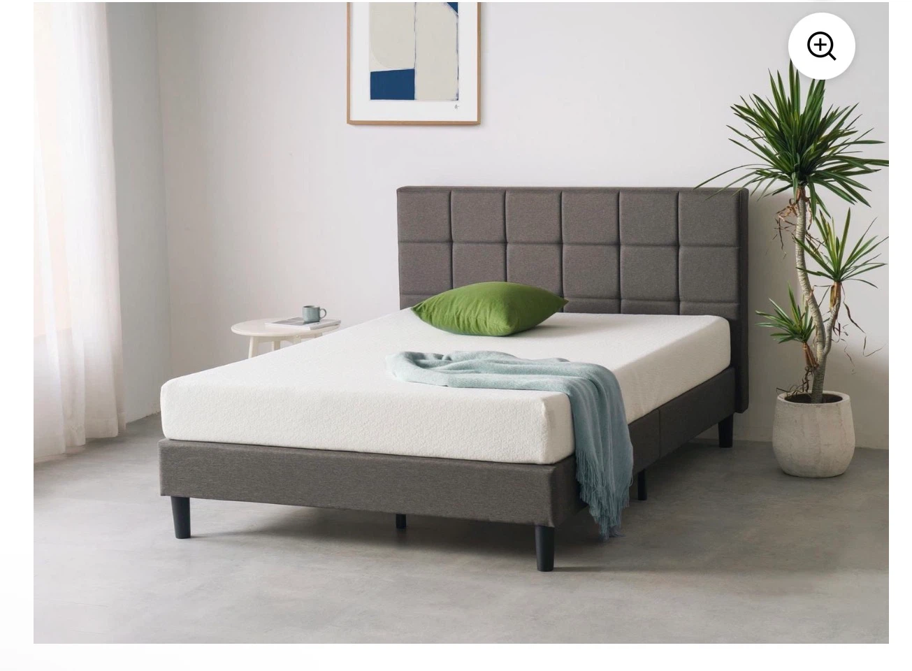 King size Grey Upholstered Queen Bed Frame with Headboard