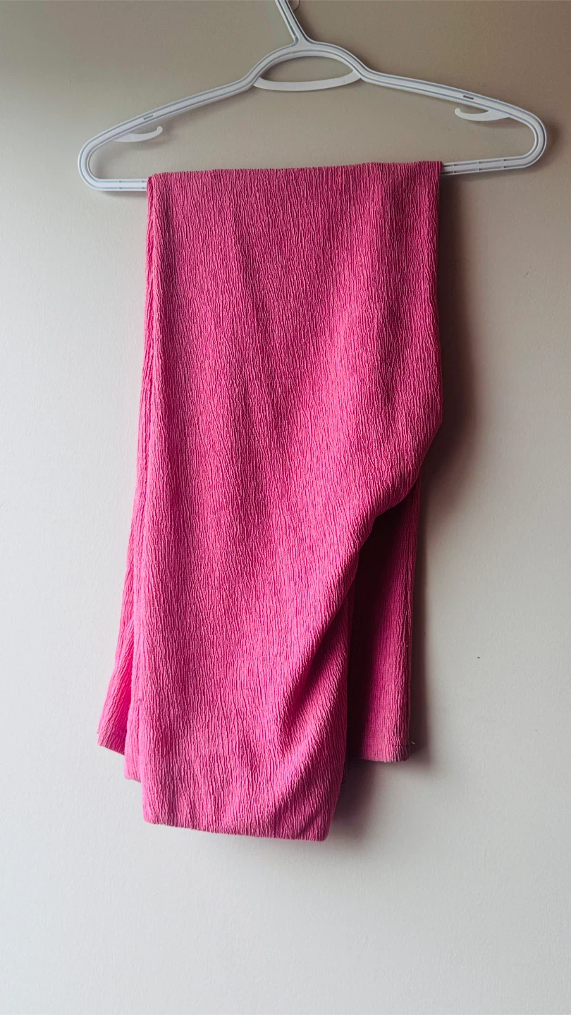 Pink Textured Button-Up Shirt & Pant Set - photo 3