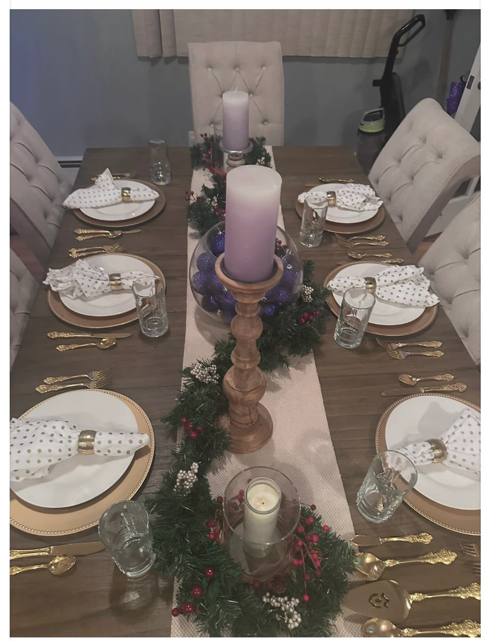 Rustic Wood Dining Table with Tufted Chairs - photo 2