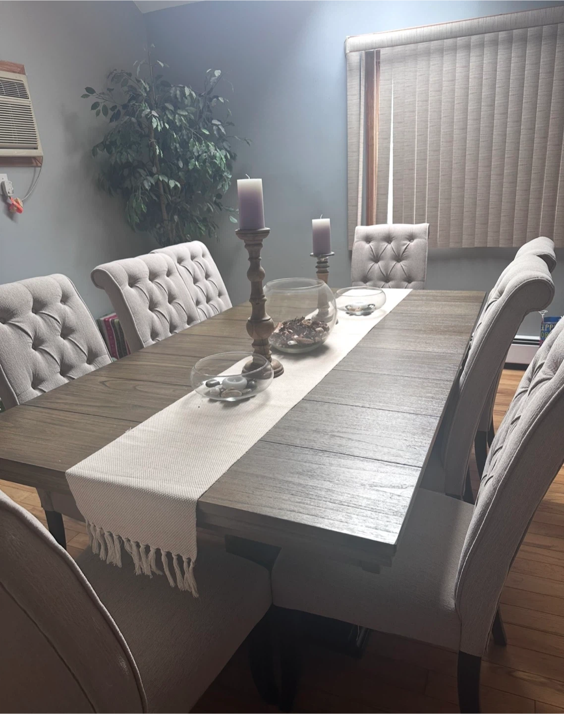 Rustic Wood Dining Table with Tufted Chairs - photo 3
