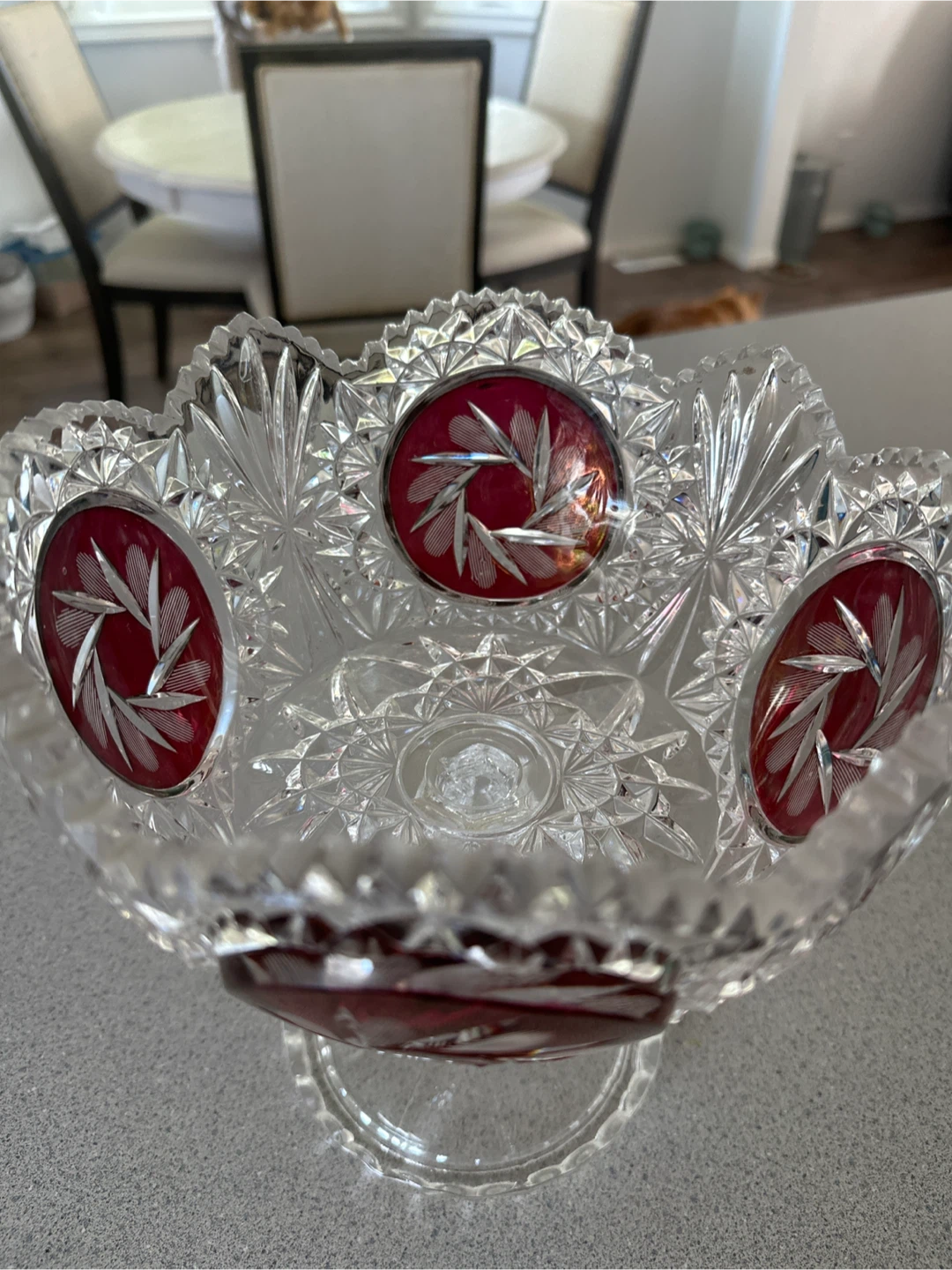 Crystal Footed Candy Dish with Red Inlay - photo 2