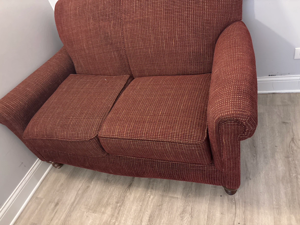 2 Maroon Tweed Loveseat Sofa - photo 4