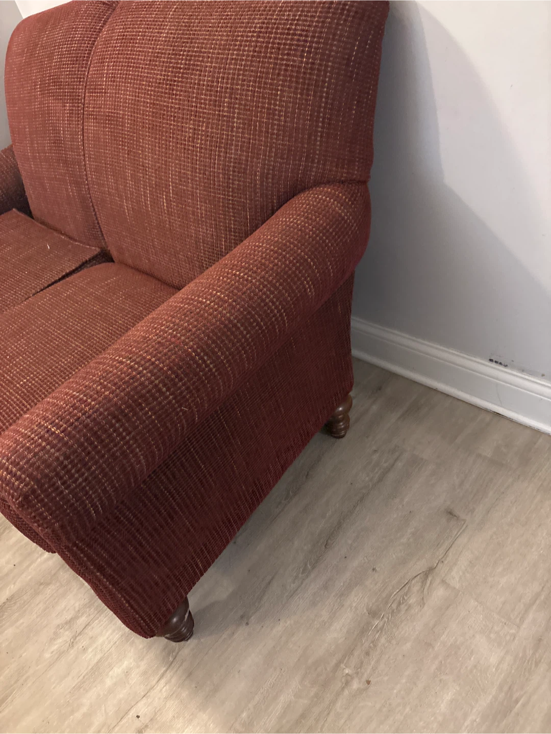 2 Maroon Tweed Loveseat Sofa - photo 5