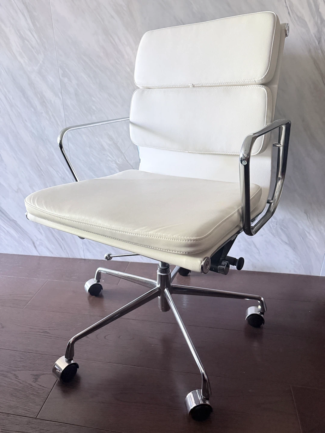 White Executive Office Chair with Chrome Frame