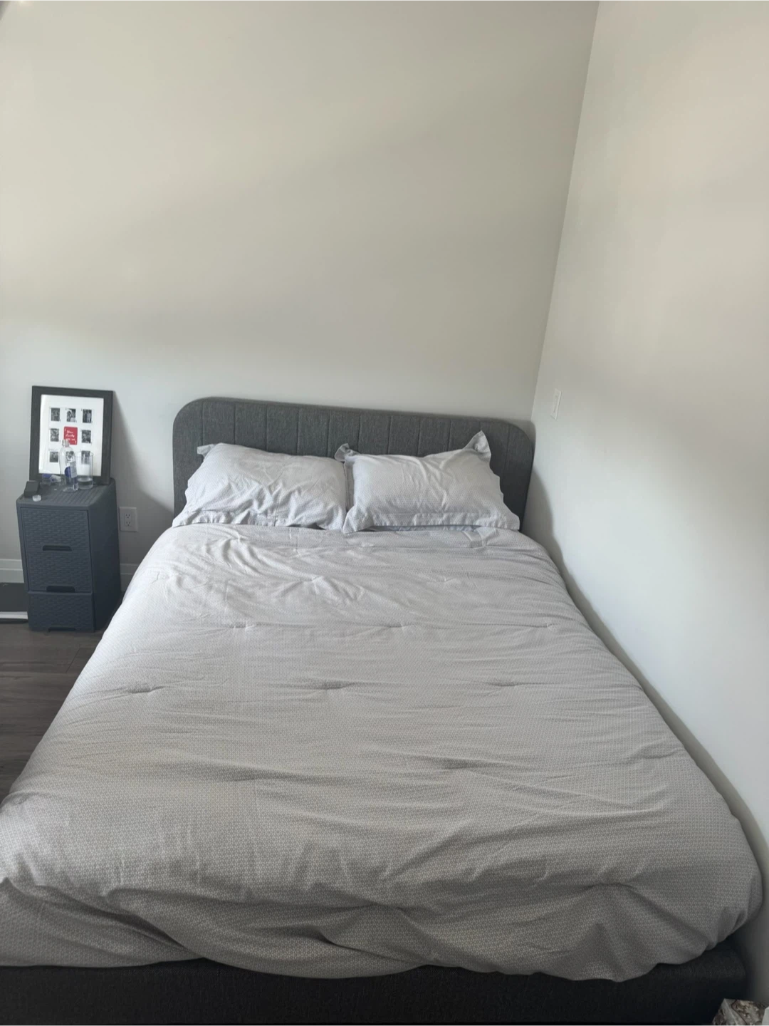 Queen size modern bedframe, and mattress