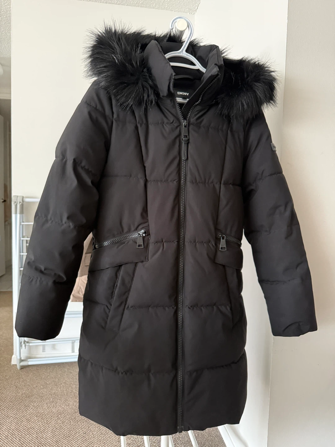 DKNY Black Puffer Winter Coat