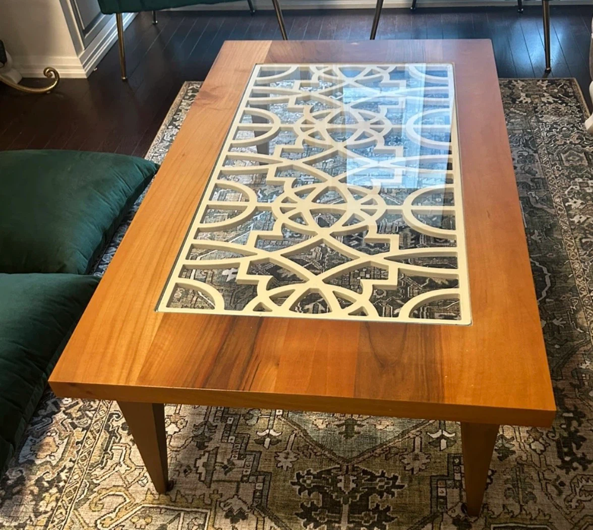 Moroccan pattern Wooden Coffee Table with Decorative Inlay - photo 2