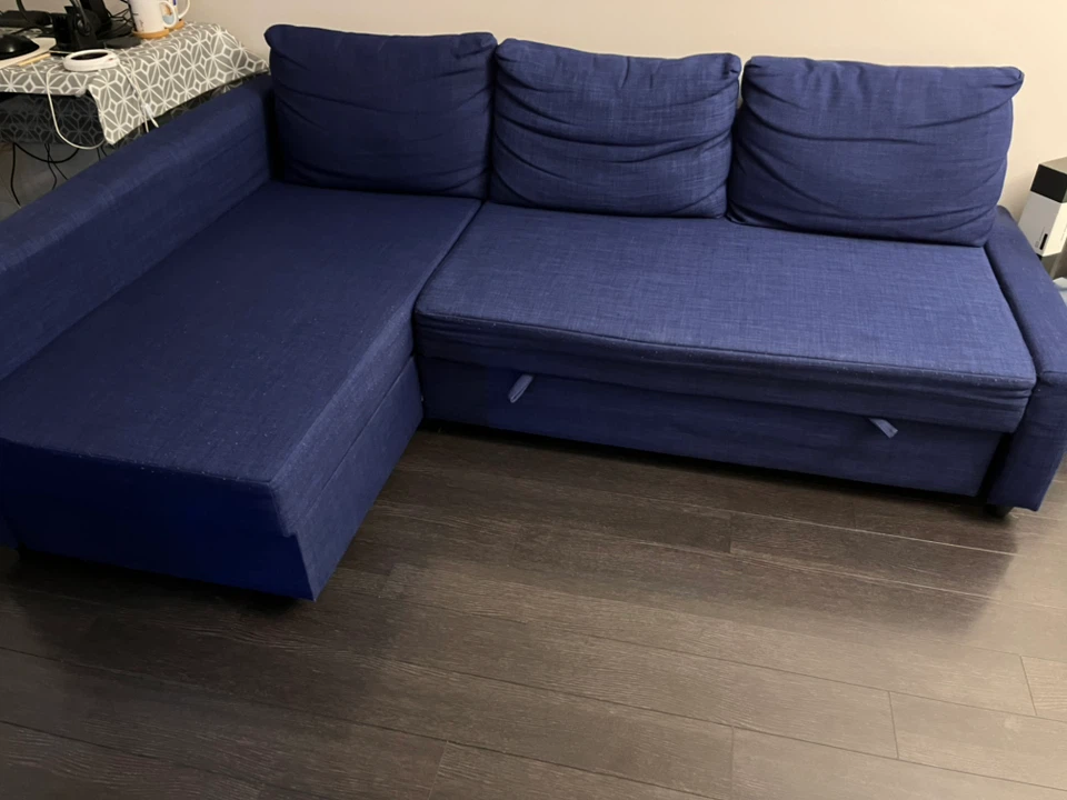 IKEA Blue Sectional Sofa Bed with Storage - photo 2