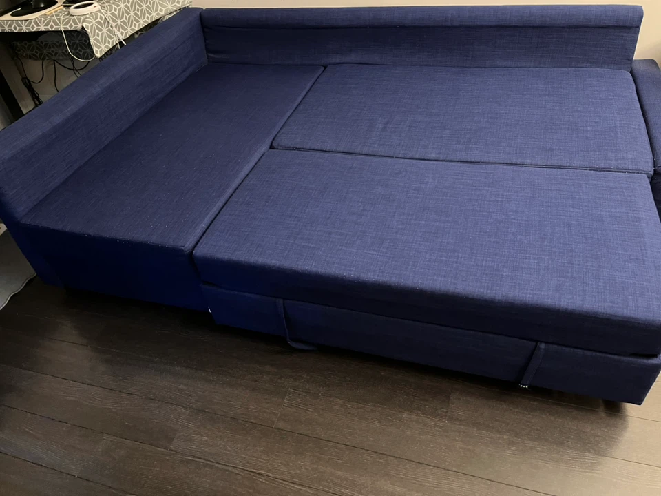 IKEA Blue Sectional Sofa Bed with Storage - photo 3