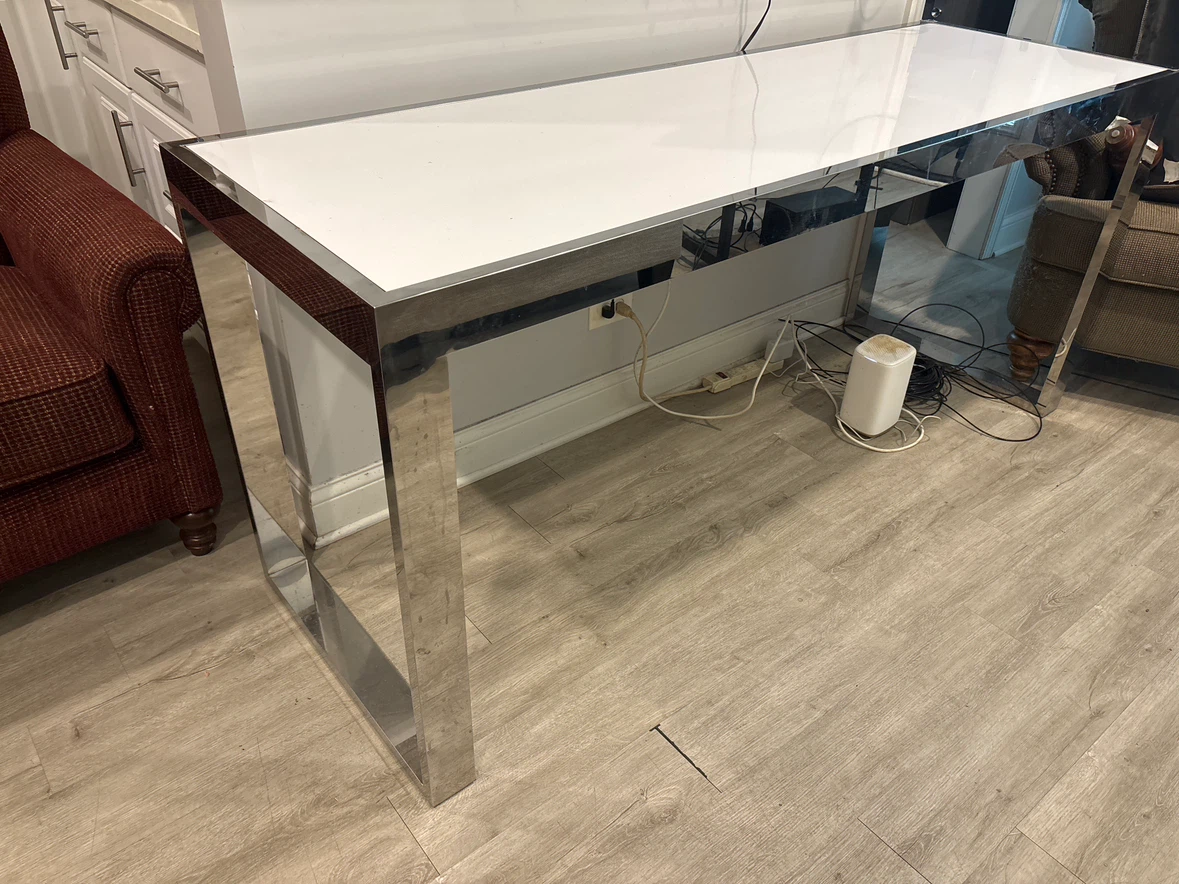 White and Chrome Console Table