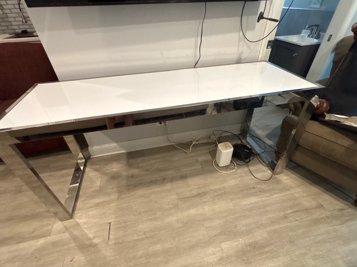 White and Chrome Console Table - photo 2