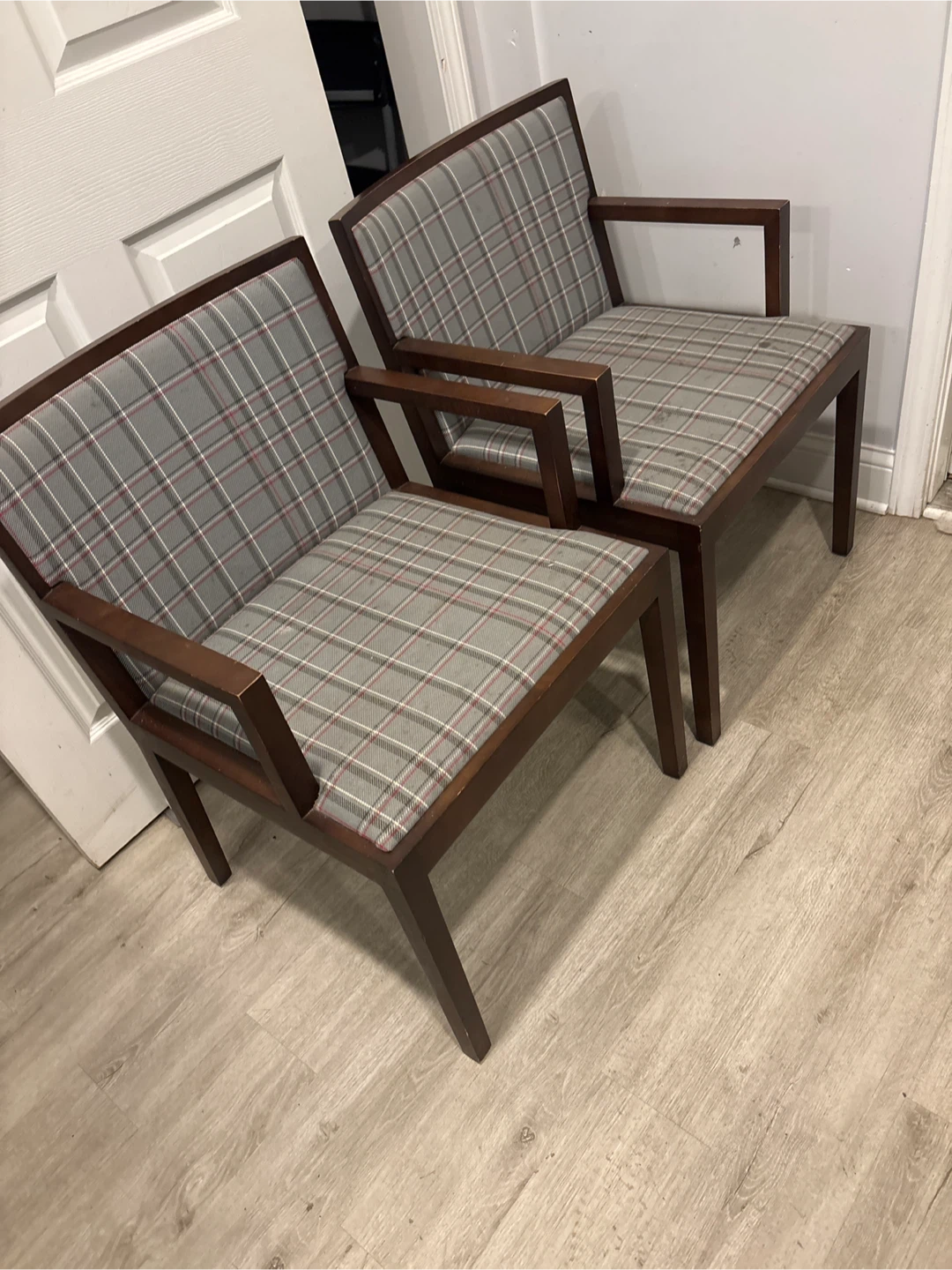 Set of 2 Geiger Plaid Arm Chairs