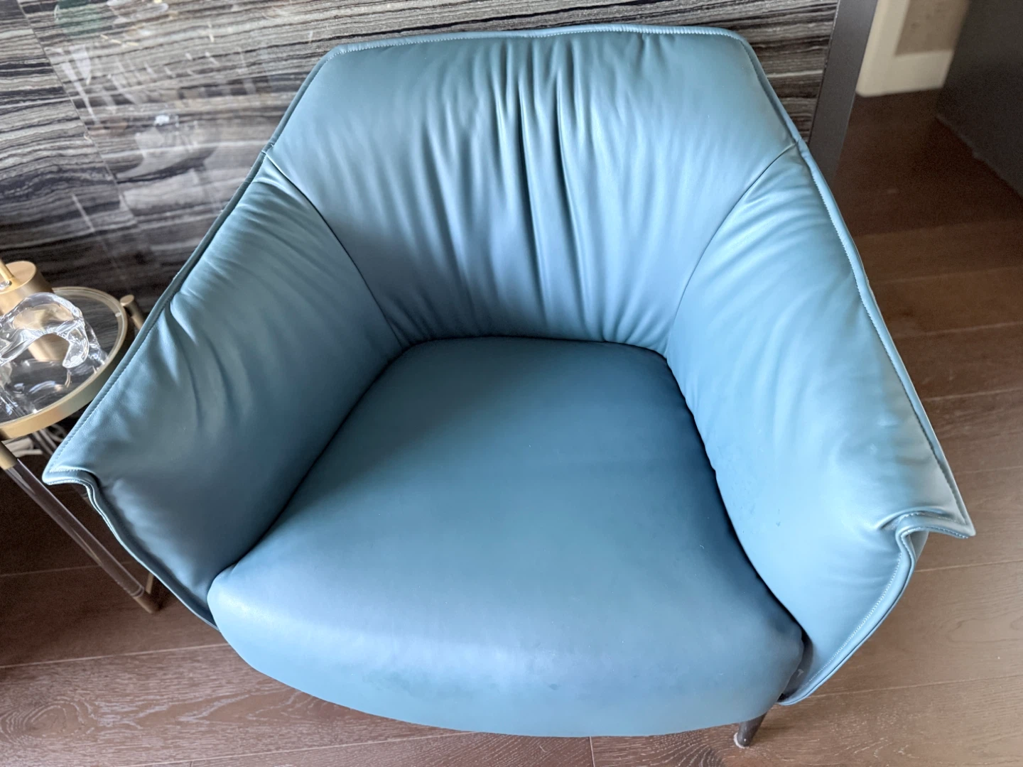 Blue Leather Accent Chair - photo 2