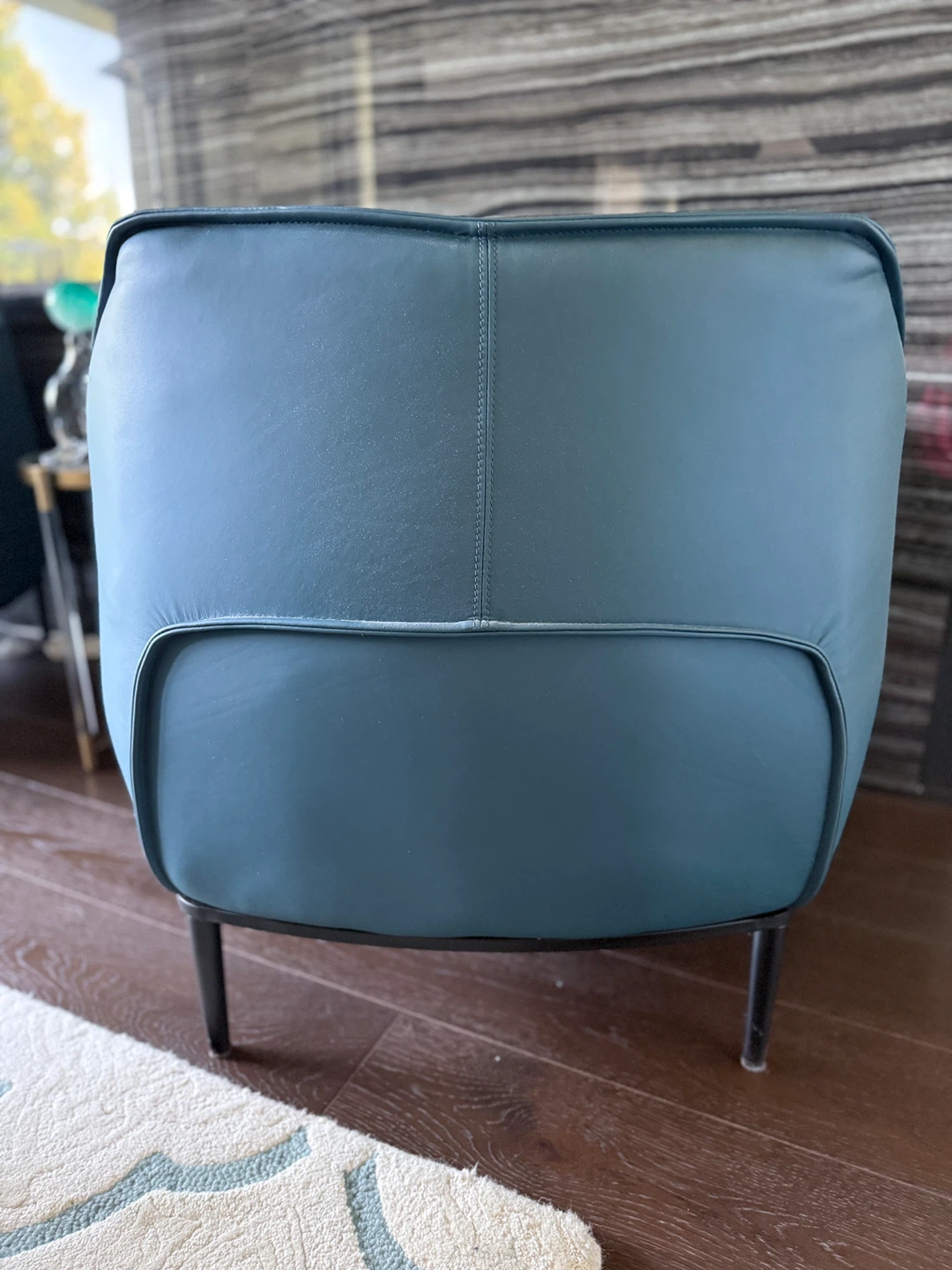 Blue Leather Accent Chair - photo 3