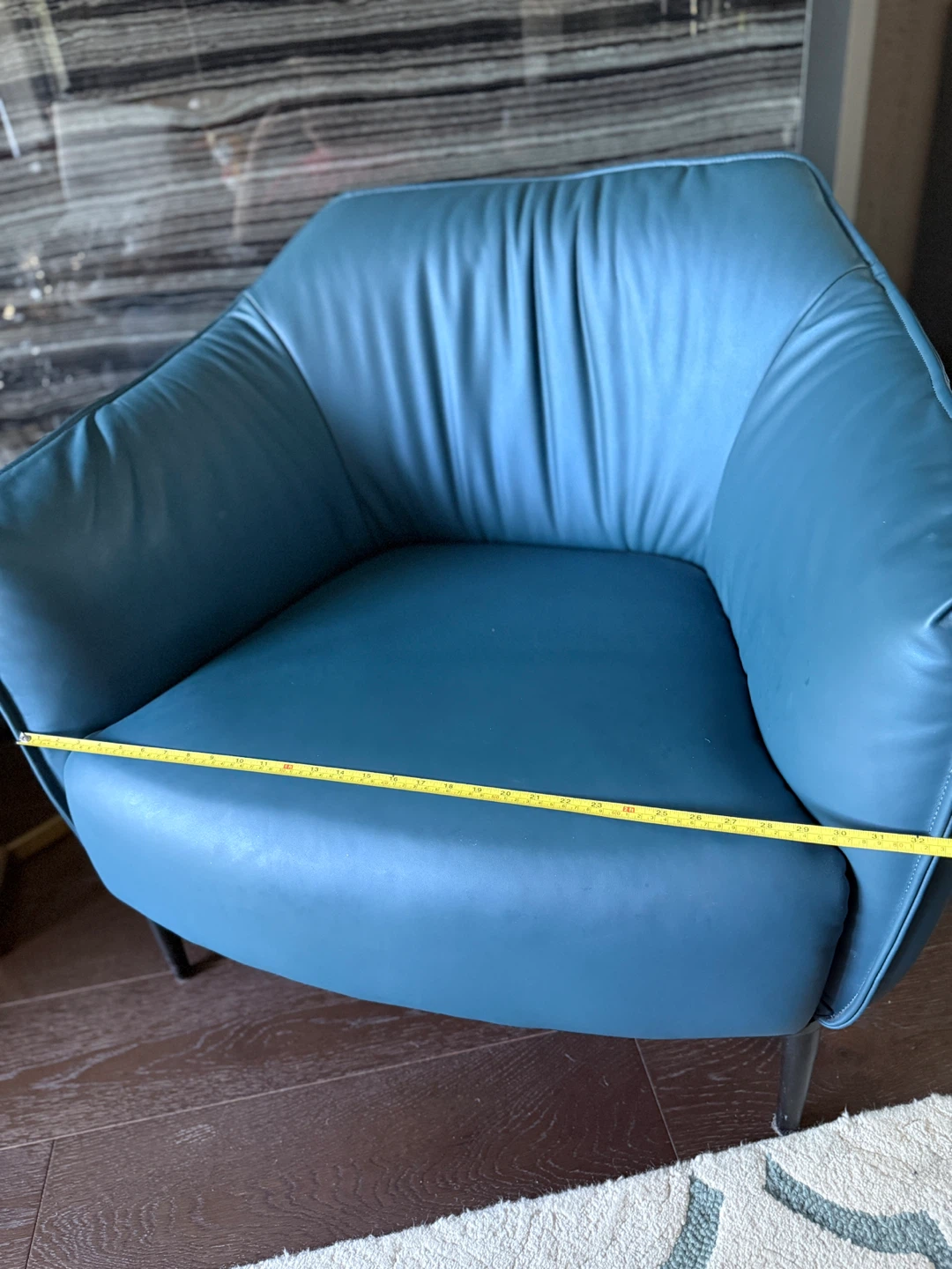 Blue Leather Accent Chair - photo 5