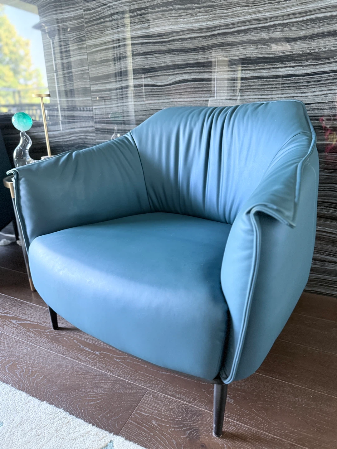 Blue Leather Accent Chair