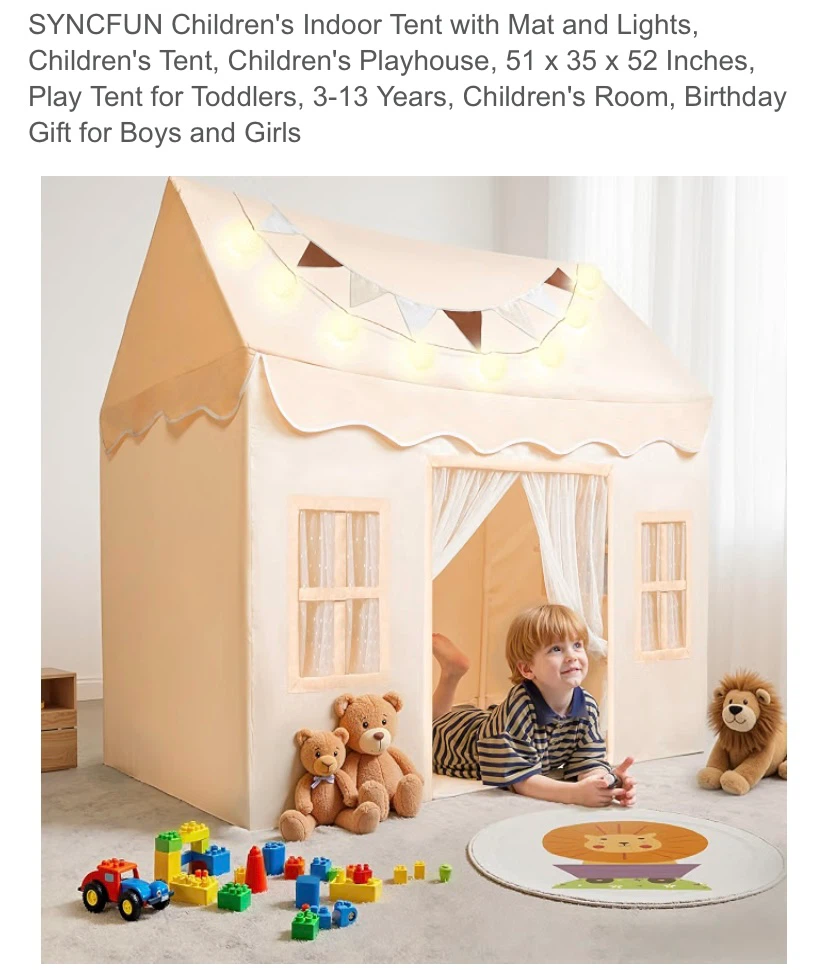 New Large Kids Play House Tent With Floor Mat